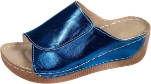 Wedge Sandals for Women 2025 Wide Width Orthopedic Arch Support Sandals Summer Breathable Slip on Slippers Boho Beach Platform Sandals