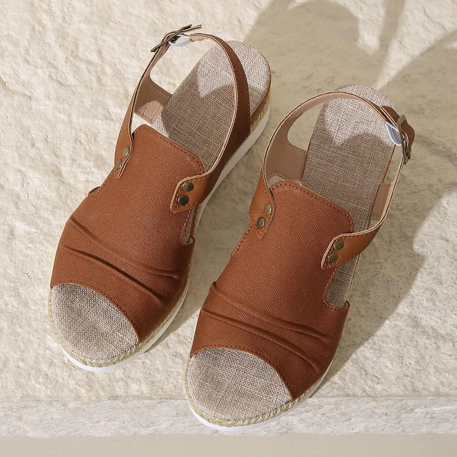 Wedge Sandals for Women Espadrilles Dressy Orthotic Platform Sandal Open Toe Comfortable Summer Shoes with Ankle Strap