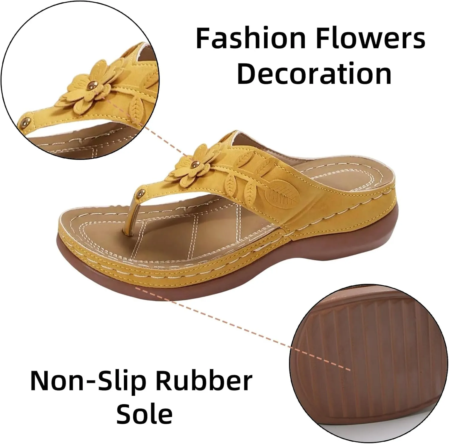 Wedge Sandals for Women Flip-Flops Orthopedic Comfortable Dressy Casual Slides Sandals Summer Open Toe Beach Slippers Walking Flip Flops For Women