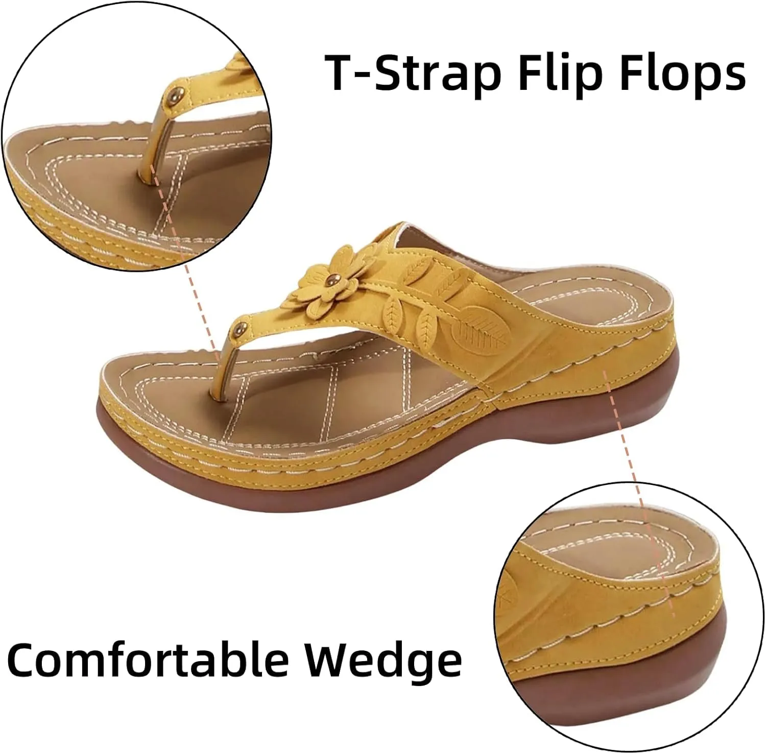 Wedge Sandals for Women Flip-Flops Orthopedic Comfortable Dressy Casual Slides Sandals Summer Open Toe Beach Slippers Walking Flip Flops For Women