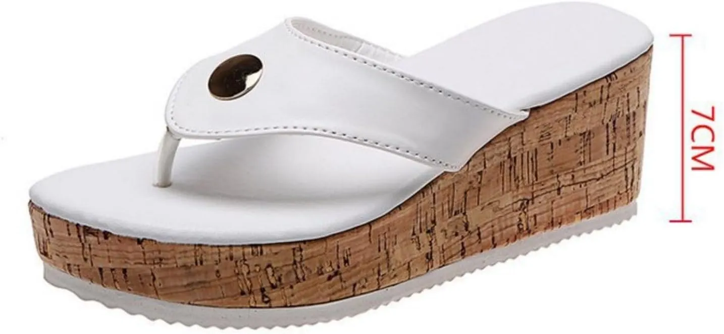 Wedge Sandals Women Flip Flops Non Slip Platform Slippers Slip On Summer Open Toe Beach Sandals Soft Cushion Footbed Casual Shoes for Summer and Daily Wear