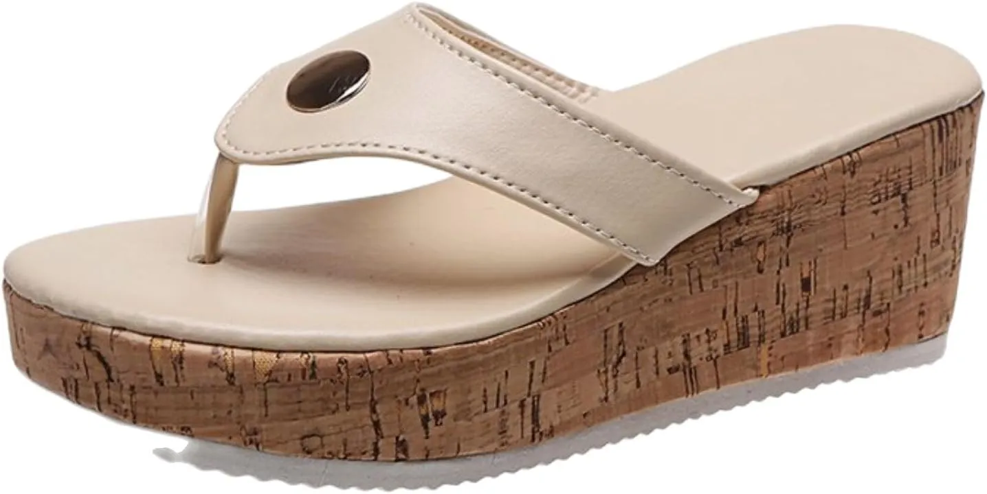 Wedge Sandals Women Flip Flops Non Slip Platform Slippers Slip On Summer Open Toe Beach Sandals Soft Cushion Footbed Casual Shoes for Summer and Daily Wear