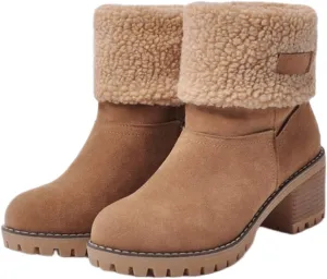 Winter Boots For Women Fashion Snow Boots 2024 Lightweight Cold Weather Fur Lined Warm Mid Calf Boots Ankle Booties