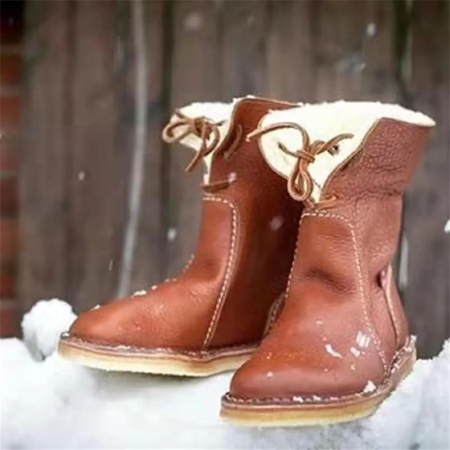 Winter Boots For Women Fashion Snow Boots Lightweight Warm Faux Fur Lined Slip On Comfort Mid-Calf Ankle Booties 2024