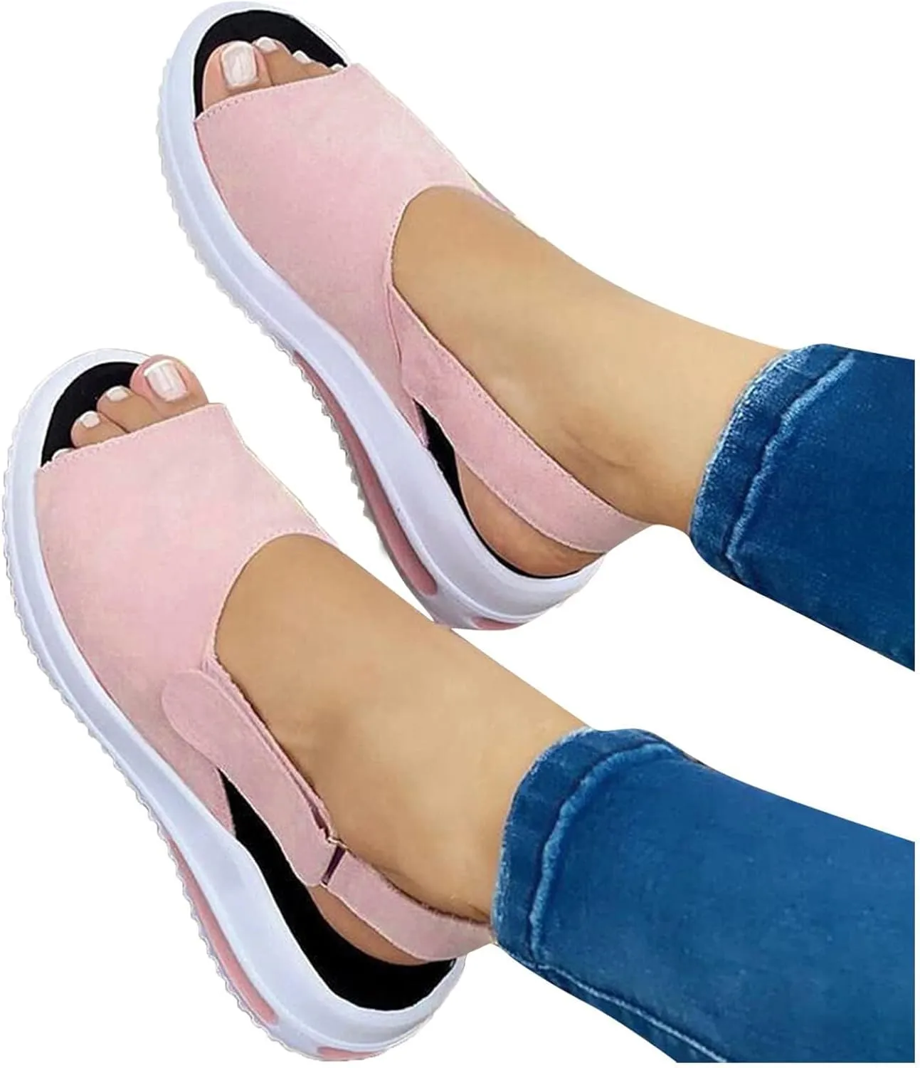 Women Sandals Comfortable Open Toe Slingback Non Slip Sandals Casual Strappy Ankle Strap Metal Buckle Espadrilles Walking Shoes Ladies Fashion Elegant Work Shoes
