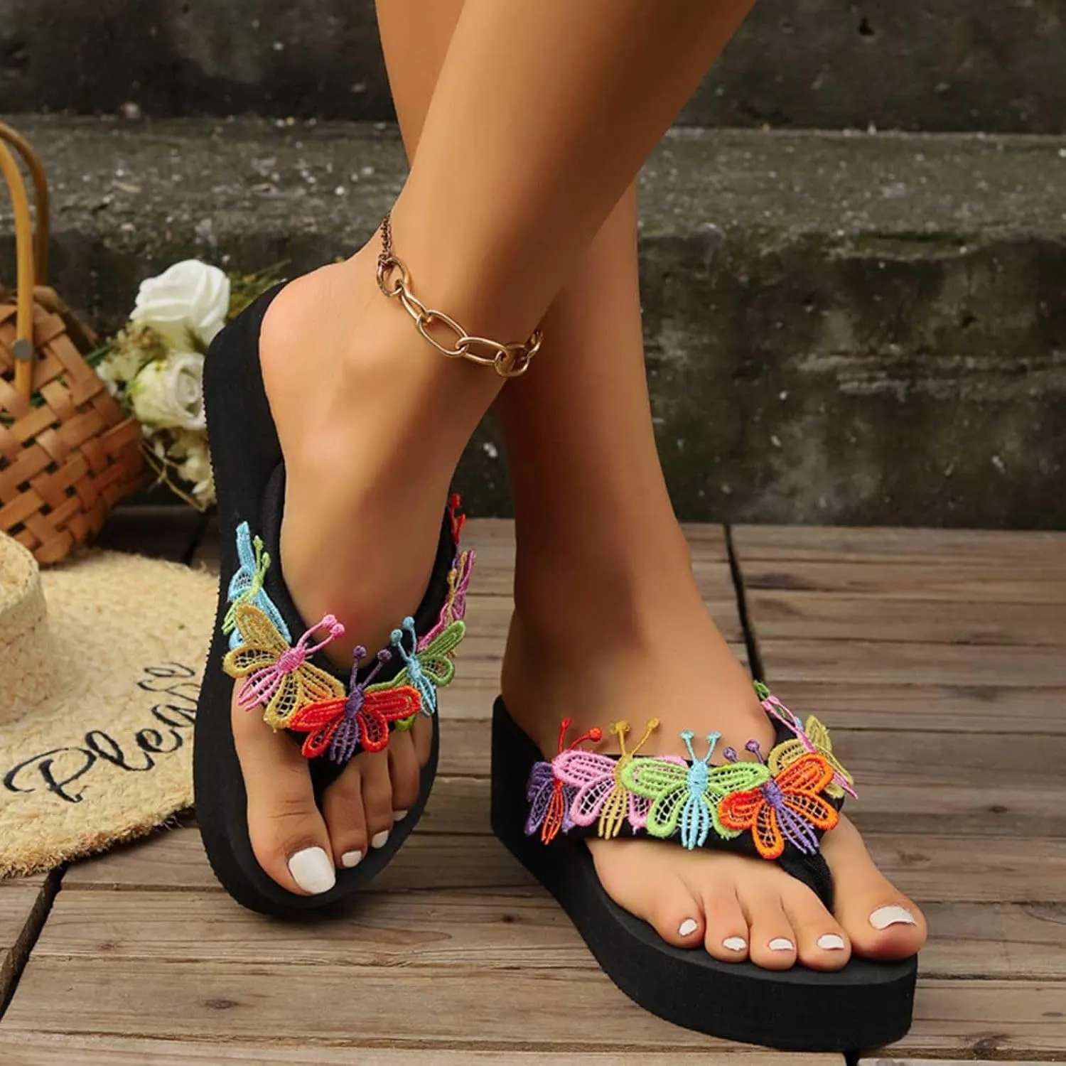 Women Summer Outdoor Flip Flops Yoga Mat Arch Support Clip Toe Slippers Thick Sole Platform Flip-Flop Sandals Beach Sandal
