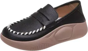 Women's Air-Cushion Orthopedic Shoes Comfort Round Toe Lightweight Soft Sole Walking Flats Casual Slip On Increase Height Platform Nurse Shoe with Arch Support