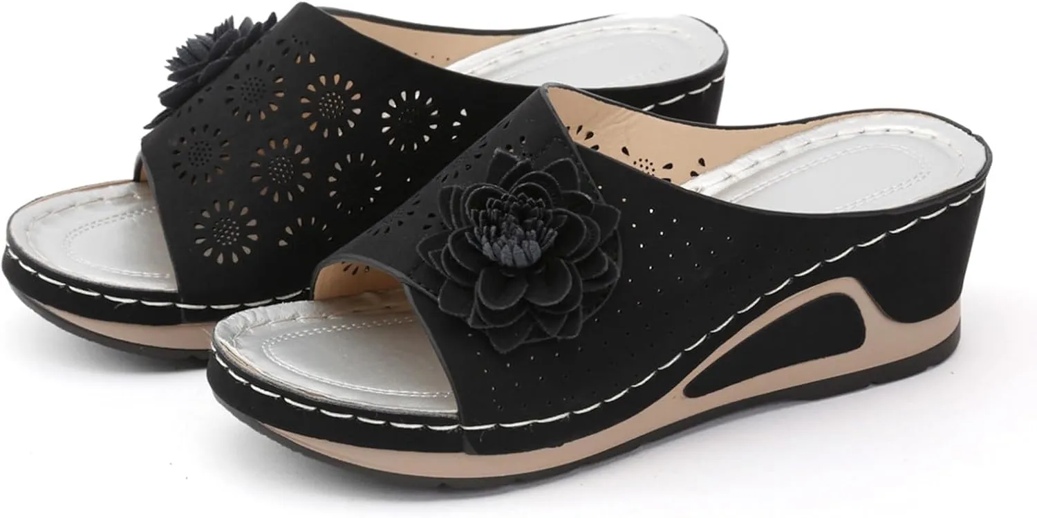 Women's Breathable Open Toe Slide Sandal Low Wedges Platform Sandals Comfortable Sandals Temperament Sandals