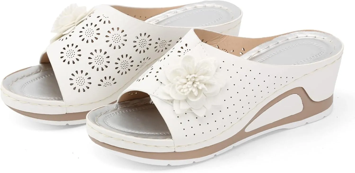 Women's Breathable Open Toe Slide Sandal Low Wedges Platform Sandals Comfortable Sandals Temperament Sandals