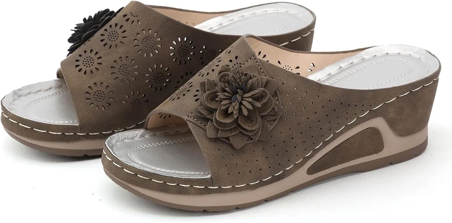 Women's Breathable Open Toe Slide Sandal Low Wedges Platform Sandals Comfortable Sandals Temperament Sandals