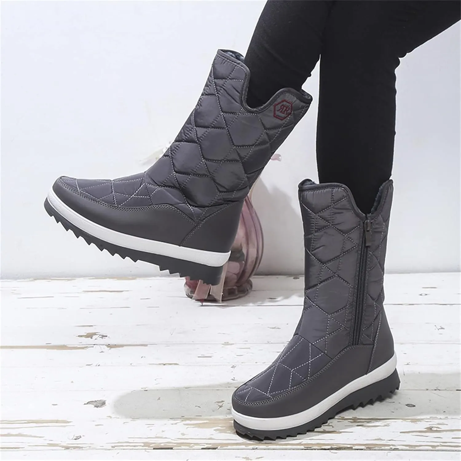 Women's Cold Proof Snow Boots Thick Bottom Non Slip Mid Calf Boots Plus Velvet Warm Boots Winter Walking Boot