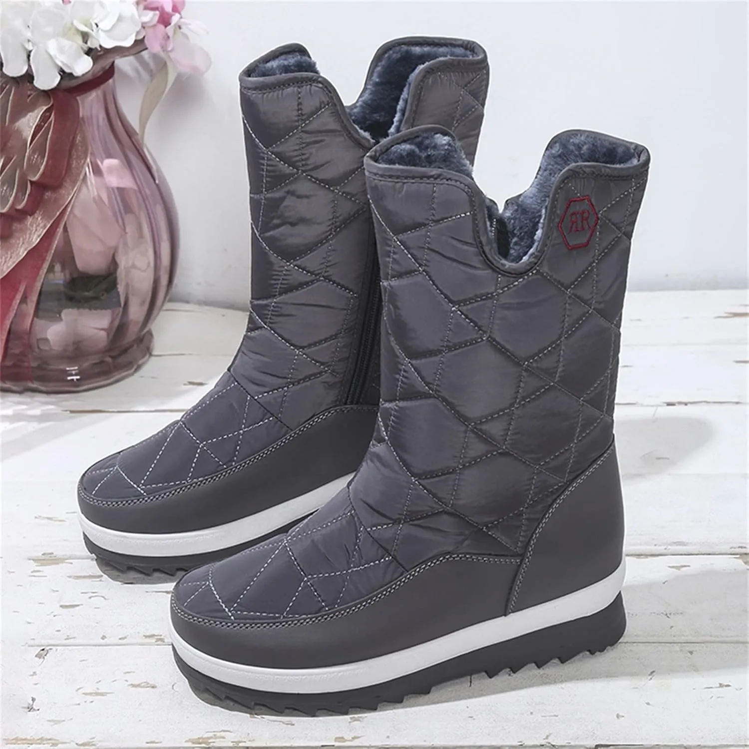 Women's Cold Proof Snow Boots Thick Bottom Non Slip Mid Calf Boots Plus Velvet Warm Boots Winter Walking Boot