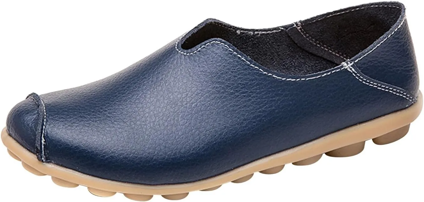 Womens Comfortable Loafers Round Toe Moccasins Driving Slip On Flat Shoes Casual Dressy Comfort Walking Boat Shoe