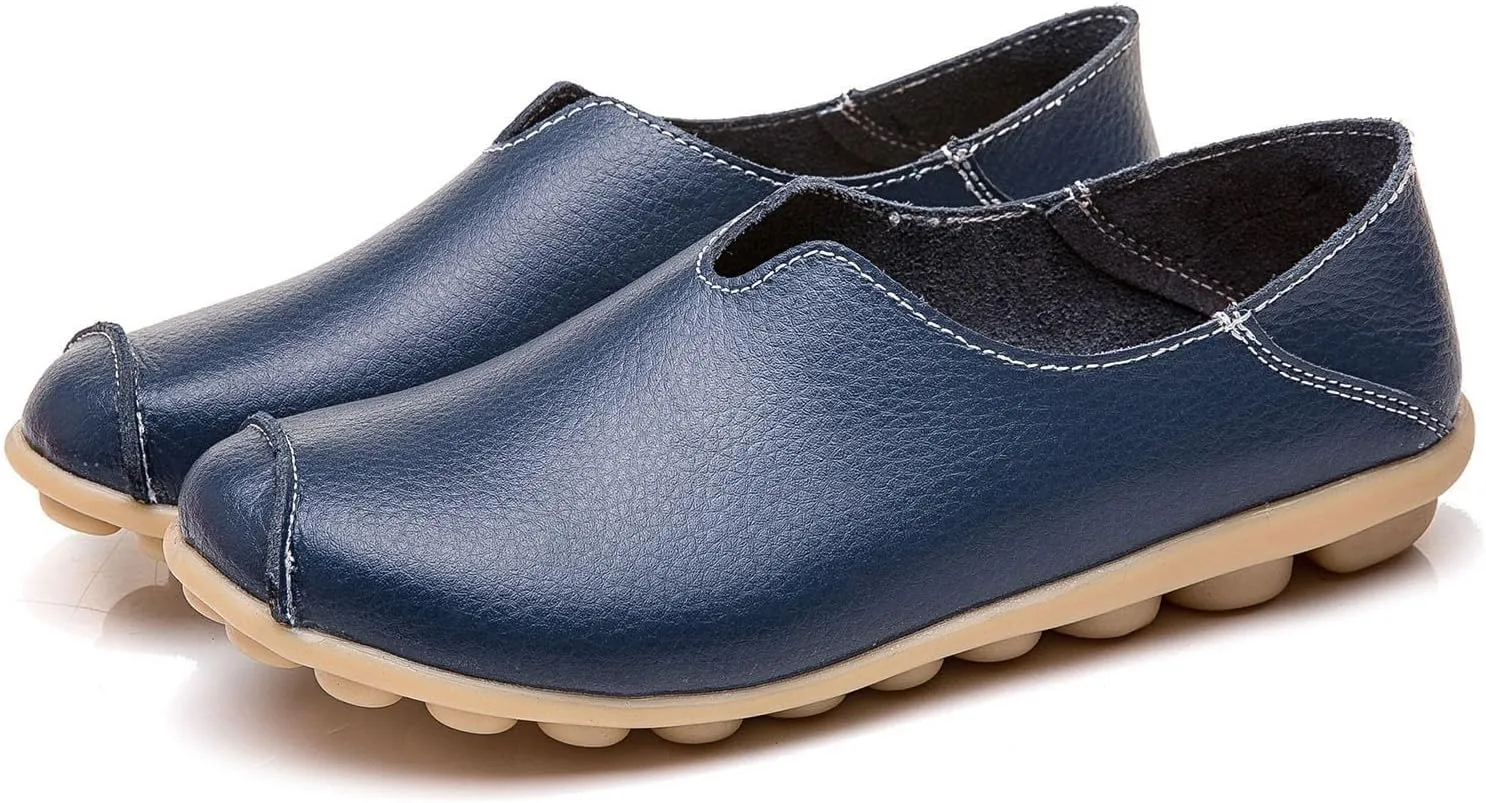 Womens Comfortable Loafers Round Toe Moccasins Driving Slip On Flat Shoes Casual Dressy Comfort Walking Boat Shoe
