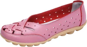 Women's Driving Loafers in Breathable Non Slip Flat Sandals Fashion Cutout Elegant Cute Walking Shoes Ladies Round Toe Dressy Casual Lightweight Outdoor Shoes