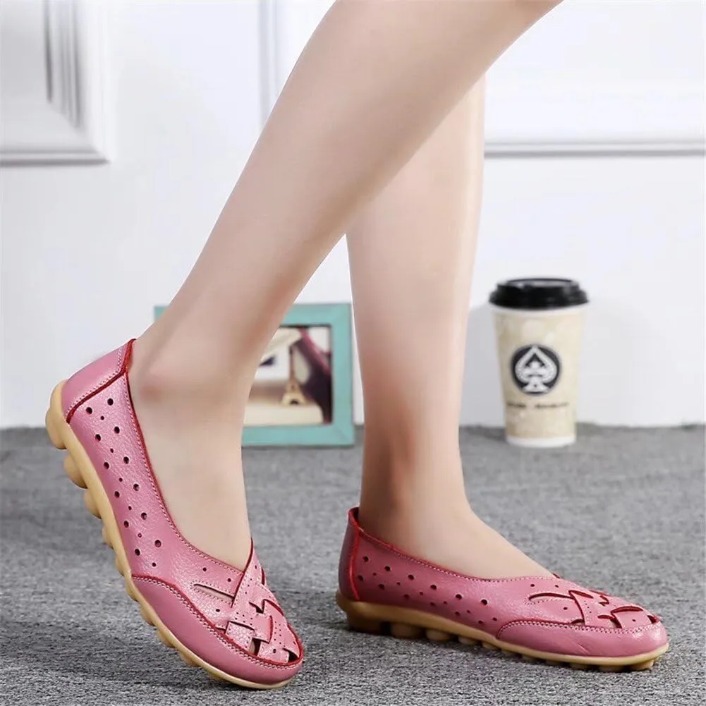 Women's Driving Loafers in Breathable Non Slip Flat Sandals Fashion Cutout Elegant Cute Walking Shoes Ladies Round Toe Dressy Casual Lightweight Outdoor Shoes