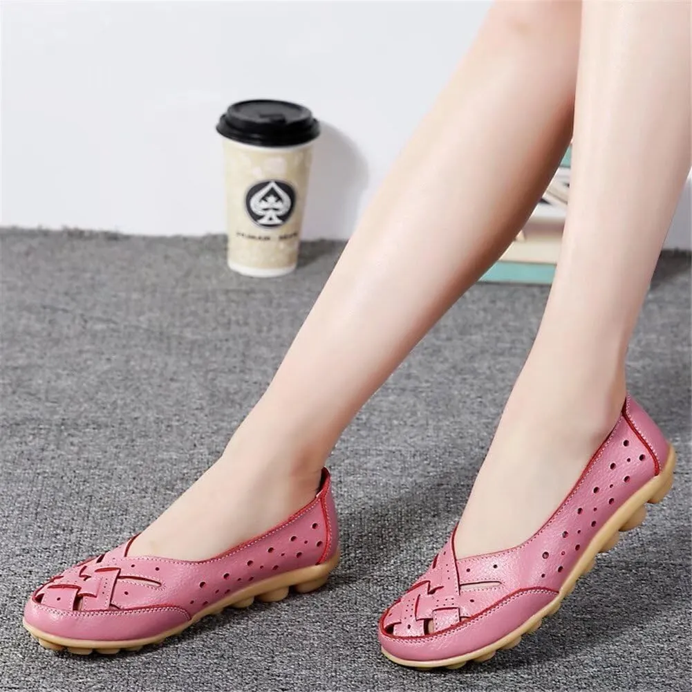 Women's Driving Loafers in Breathable Non Slip Flat Sandals Fashion Cutout Elegant Cute Walking Shoes Ladies Round Toe Dressy Casual Lightweight Outdoor Shoes