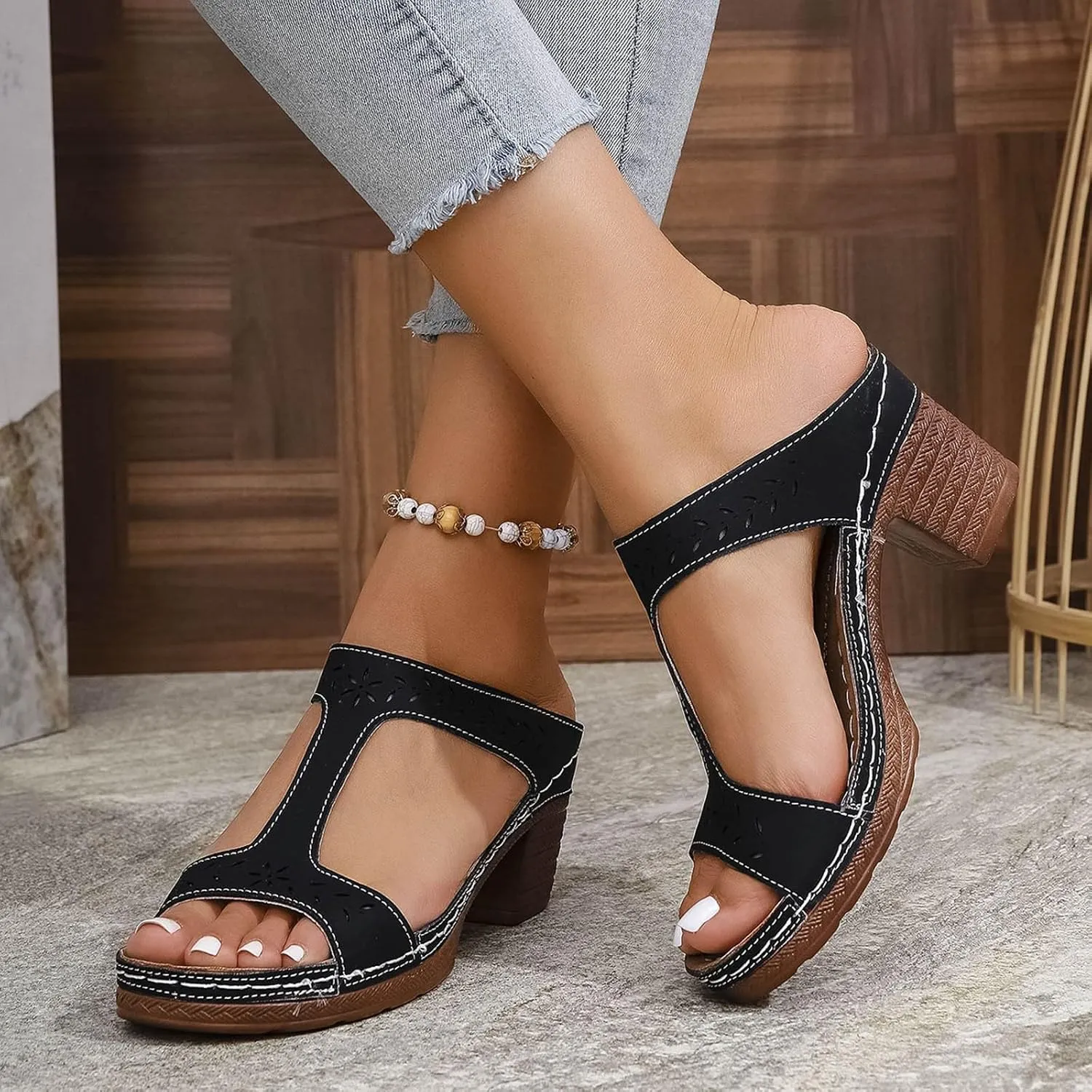 Women's Fashion Slippers Comfortable Open Toe Wedges Casual Outdoor and Beach Wear Perfect Summer Season Womens Zx2