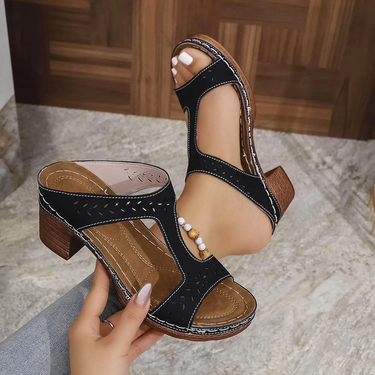 Women's Fashion Slippers Comfortable Open Toe Wedges Casual Outdoor and Beach Wear Perfect Summer Season Womens Zx2