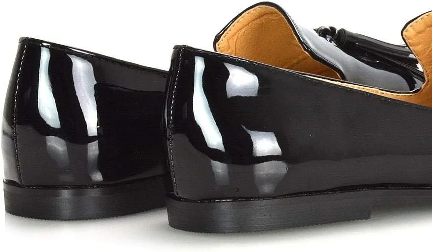 Womens Flat Penny Loafers Ladies Slip On Tassel Detail Smart Formal Mocassins Shoes