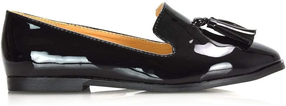 Womens Flat Penny Loafers Ladies Slip On Tassel Detail Smart Formal Mocassins Shoes
