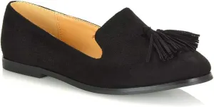 Womens Flat Penny Loafers Ladies Slip On Tassel Detail Smart Formal Mocassins Shoes