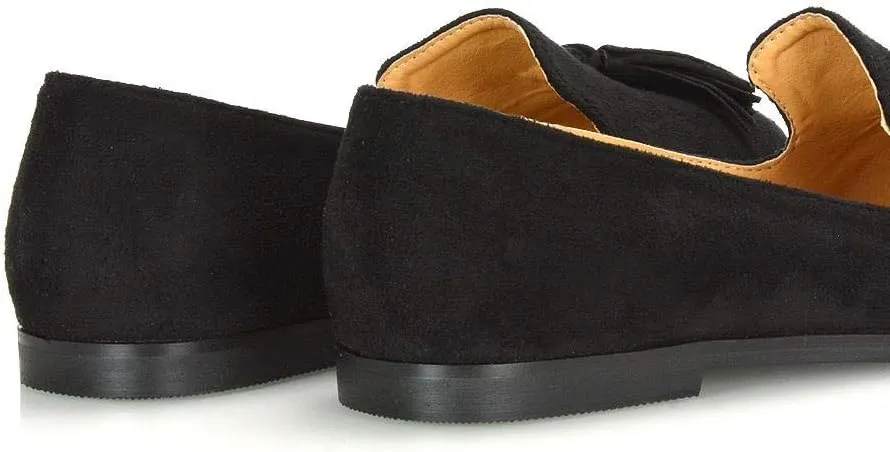 Womens Flat Penny Loafers Ladies Slip On Tassel Detail Smart Formal Mocassins Shoes