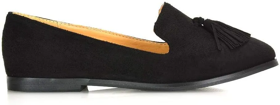 Womens Flat Penny Loafers Ladies Slip On Tassel Detail Smart Formal Mocassins Shoes