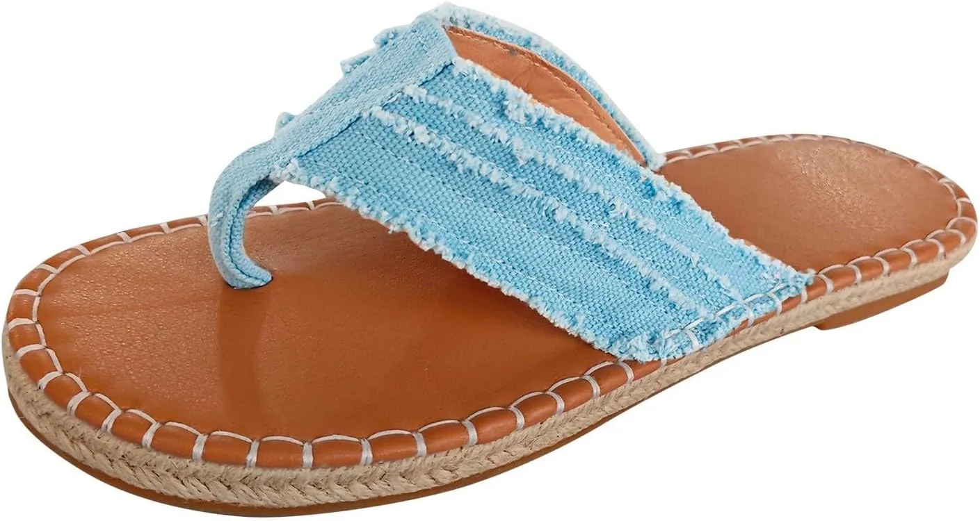 Womens Flip Flops Wide Width Open Toe Slip On Slide Flats Sandal Summer Beach Slippers Comfortable Casual Walking Fashion Flat Slipper