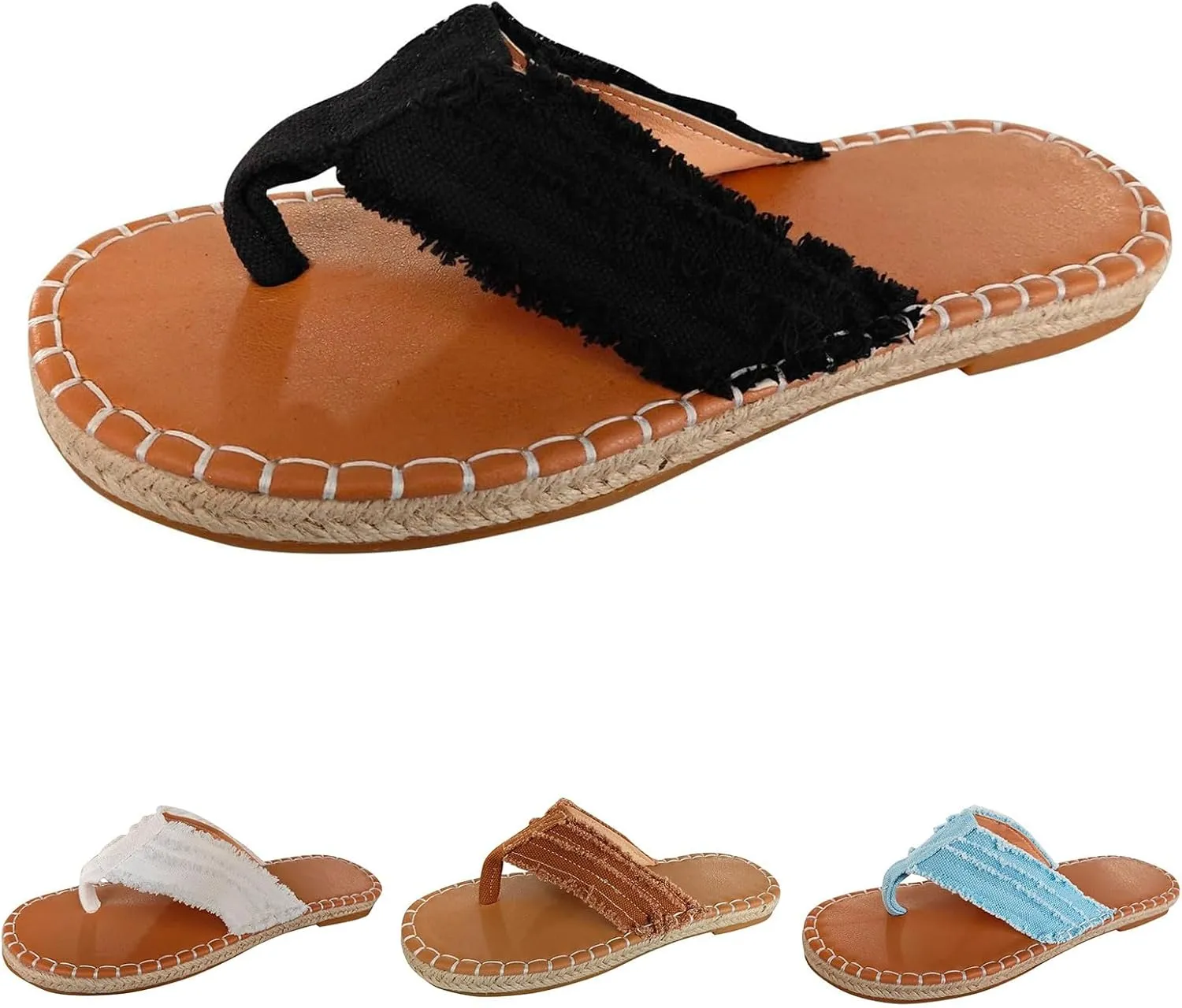 Womens Flip Flops Wide Width Open Toe Slip On Slide Flats Sandal Summer Beach Slippers Comfortable Casual Walking Fashion Flat Slipper