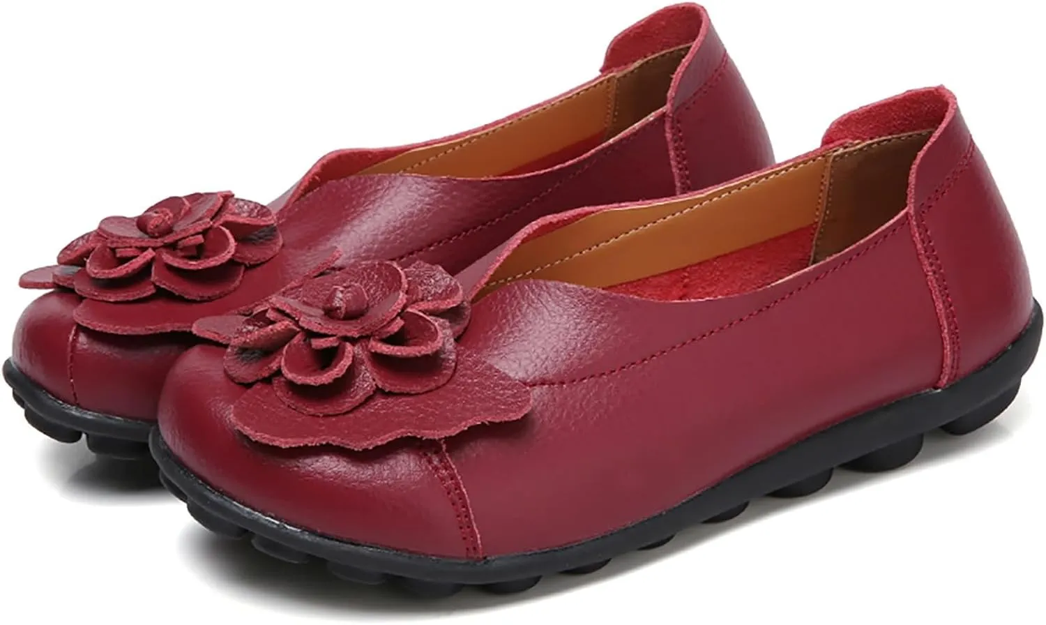 Womens Loafers Comfortable Dressy Driving Shoes Non Slip Flower Decoration Round Toe Business Casual Shoes Summer Walking Sandals Soft Soles Pump 2025 Fashion