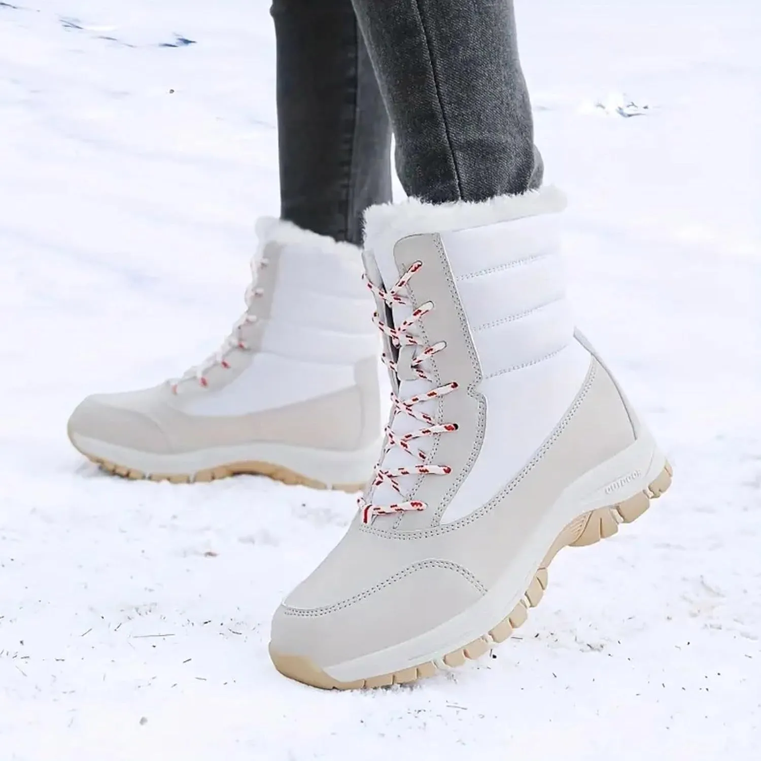 Women's Mid-Calf Boots Water Proof Winter Snow Boots Non Slip Thick Bottom Ski Boots Mid-Calf Snow Boots