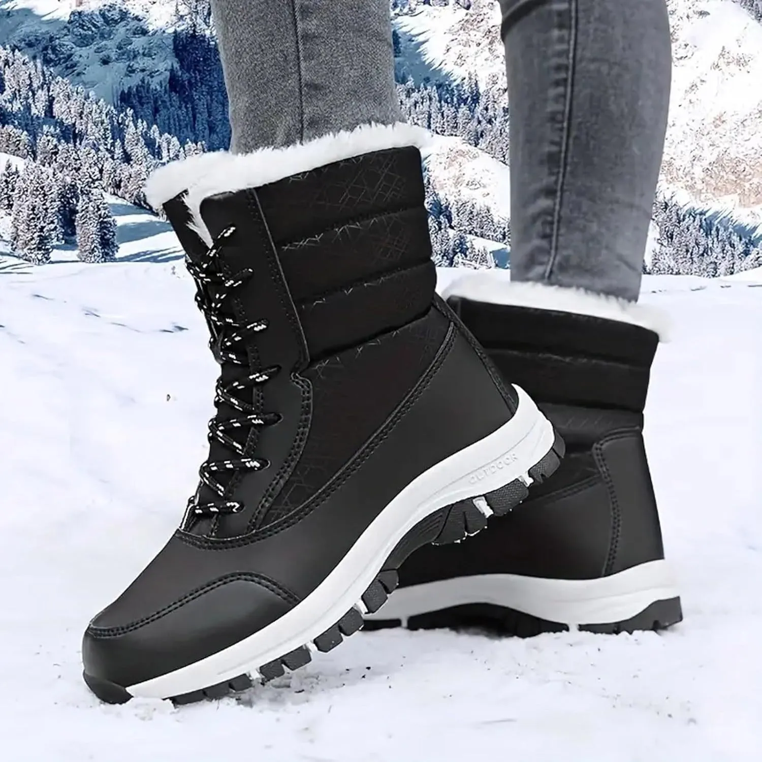 Women's Mid-Calf Boots Water Proof Winter Snow Boots Non Slip Thick Bottom Ski Boots Mid-Calf Snow Boots