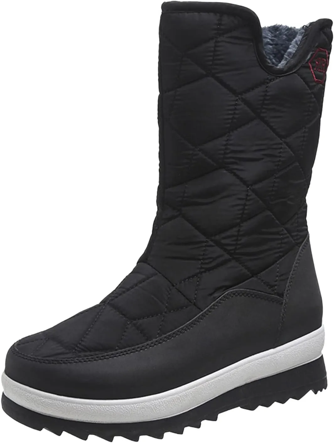 Women's Mid Calf Snow Boots Cold Proof Insulated Winter Boots Solid Thick Bottom Non Slip Furry Boots for Women