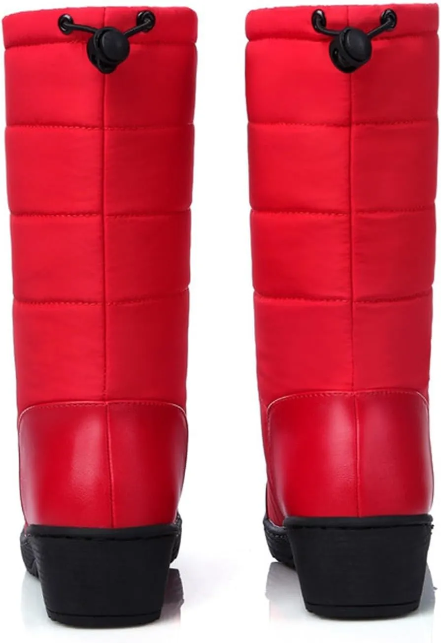 Women's Mid Calf Snow Boots Fashion Solid Cold Proof Boots Fleece Lined Warm Winter Boots Comfort Half Boots