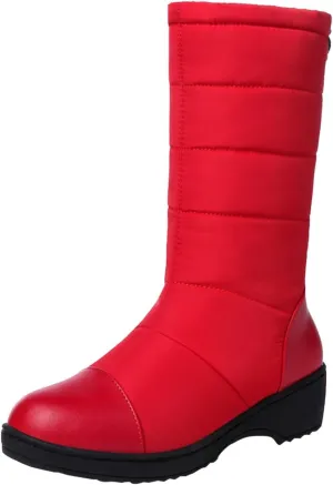 Women's Mid Calf Snow Boots Fashion Solid Cold Proof Boots Fleece Lined Warm Winter Boots Comfort Half Boots