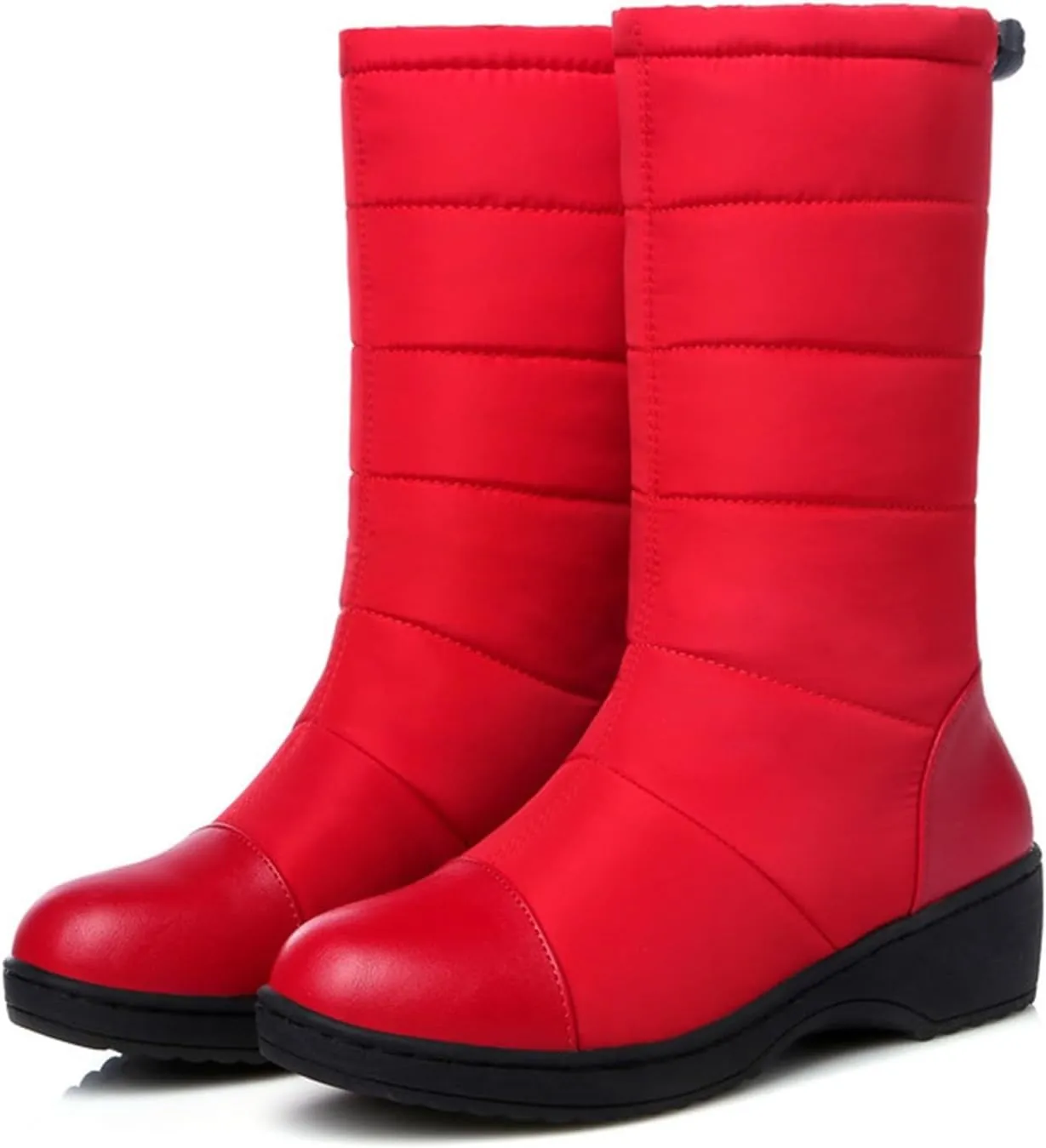 Women's Mid Calf Snow Boots Fashion Solid Cold Proof Boots Fleece Lined Warm Winter Boots Comfort Half Boots