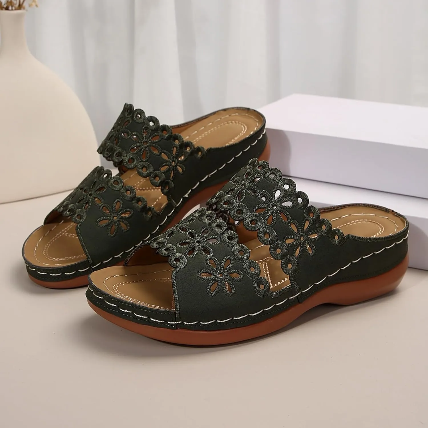 Women's Non Slip Slippers Open Toe Flatform Wedge Casual Sandal Banquet Sandals Beach Non Slip Wedge Sandals