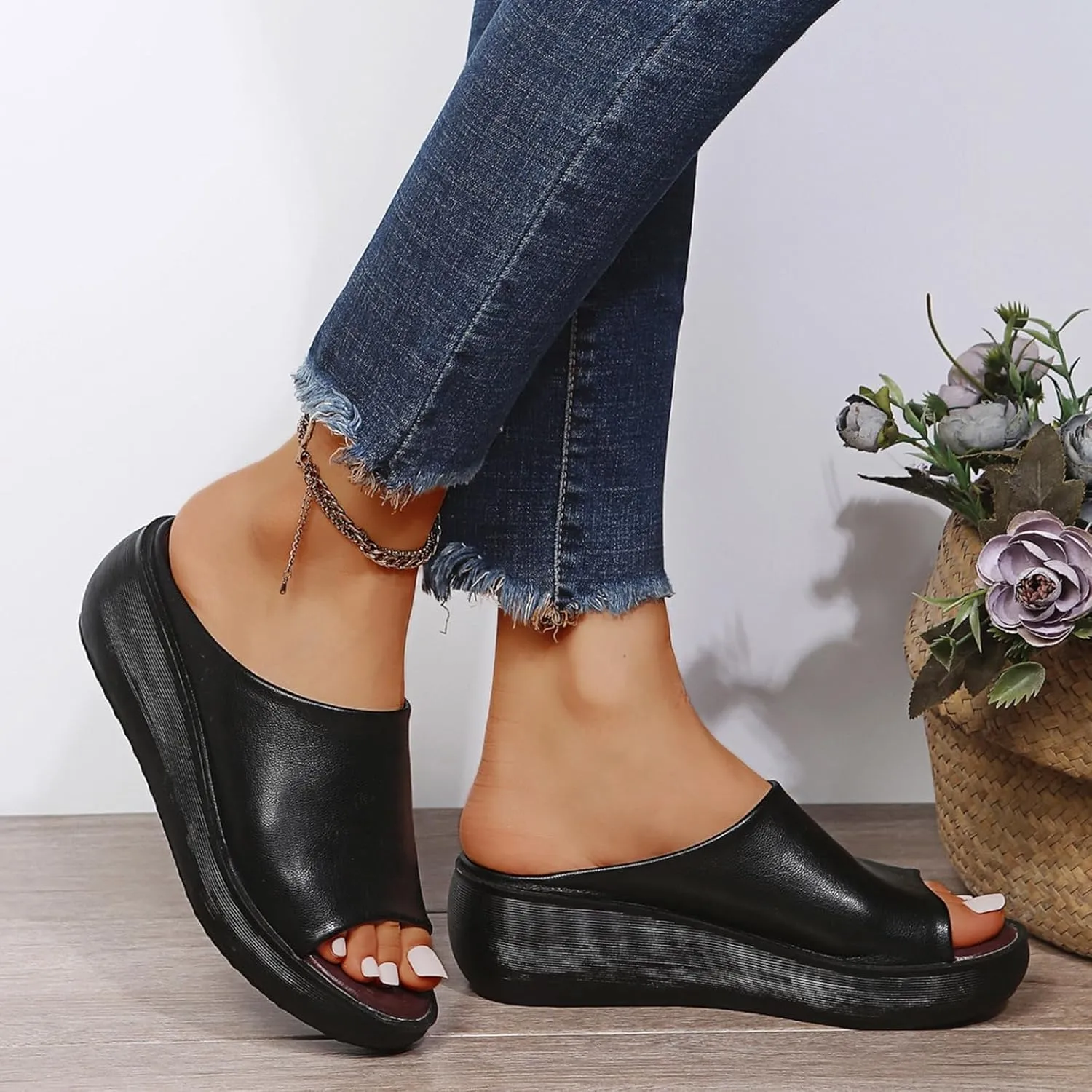 Women's Orthopedic Sandals 2025 Summer Comfortable High Heel Sandal Dressy Platform Arch Support Slippers