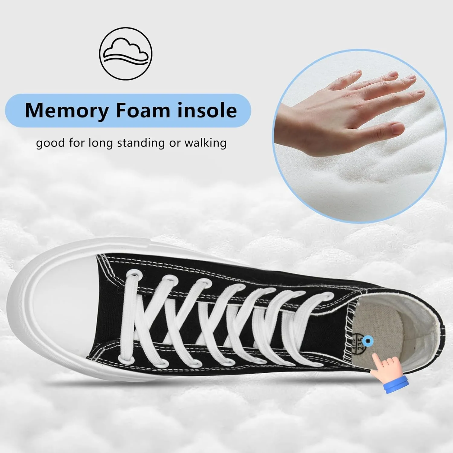 Womens Platform Canvas Sneakers Mens High Top Classic Canvas Shoes Unisex Casual Tennis Comfortable Fashion Sneakers Lace-Up