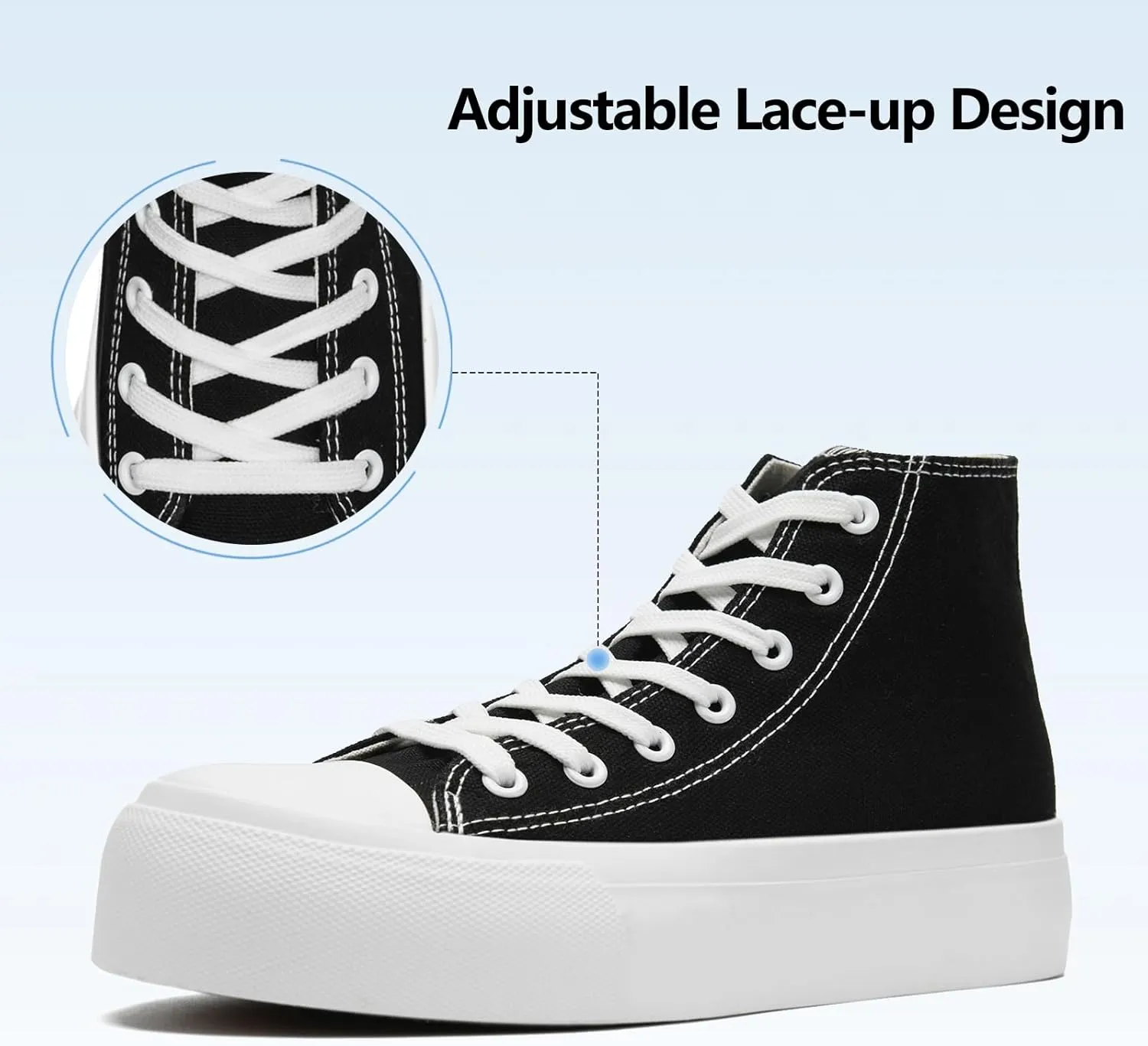 Womens Platform Canvas Sneakers Mens High Top Classic Canvas Shoes Unisex Casual Tennis Comfortable Fashion Sneakers Lace-Up
