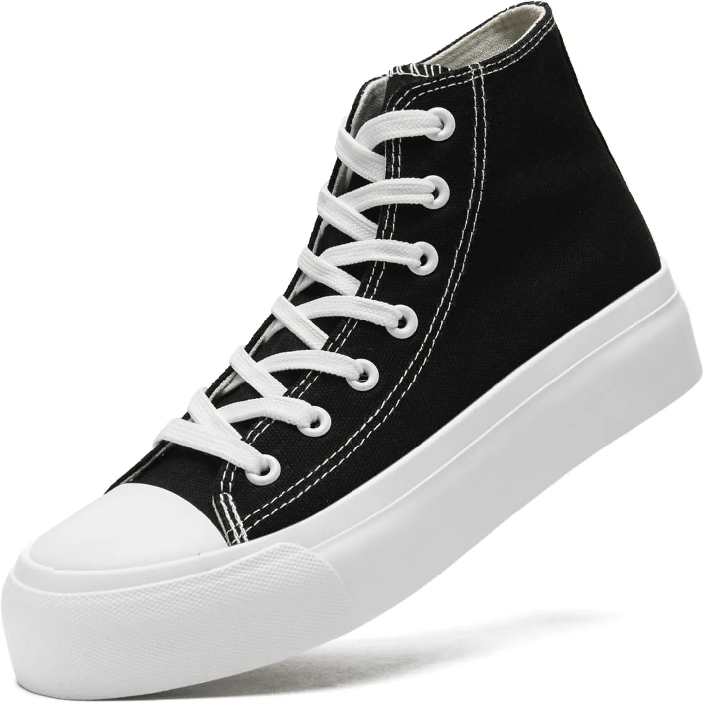 Womens Platform Canvas Sneakers Mens High Top Classic Canvas Shoes Unisex Casual Tennis Comfortable Fashion Sneakers Lace-Up