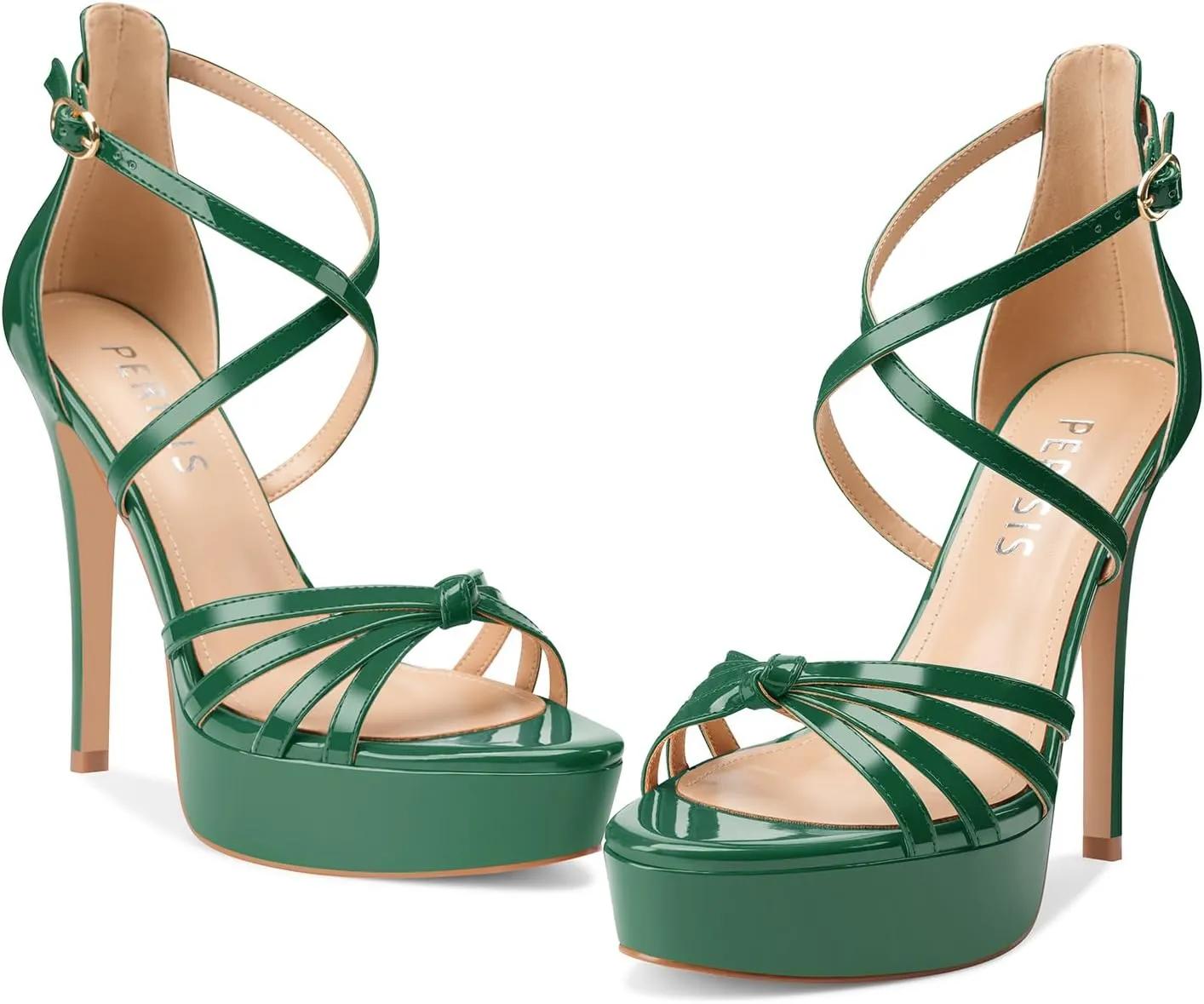Women's Platform Stiletto Heels Cross Strap Open Peep Toe High Heel Sandals Ankle Strap Crisscross Dress Stilettos Summer Shoes for Ladies Sexy Fashion