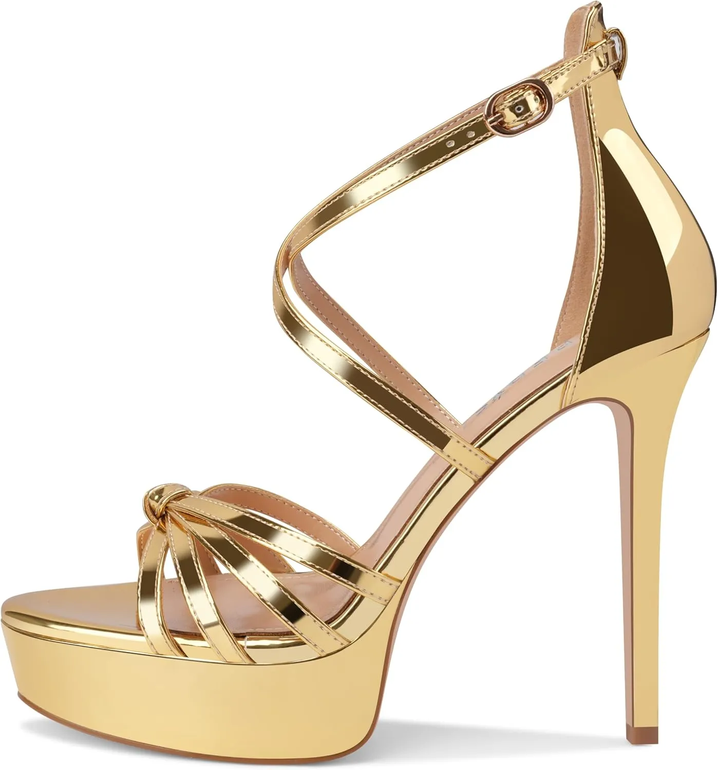 Women's Platform Stiletto Heels Cross Strap Open Peep Toe High Heel Sandals Ankle Strap Crisscross Dress Stilettos Summer Shoes for Ladies Sexy Fashion