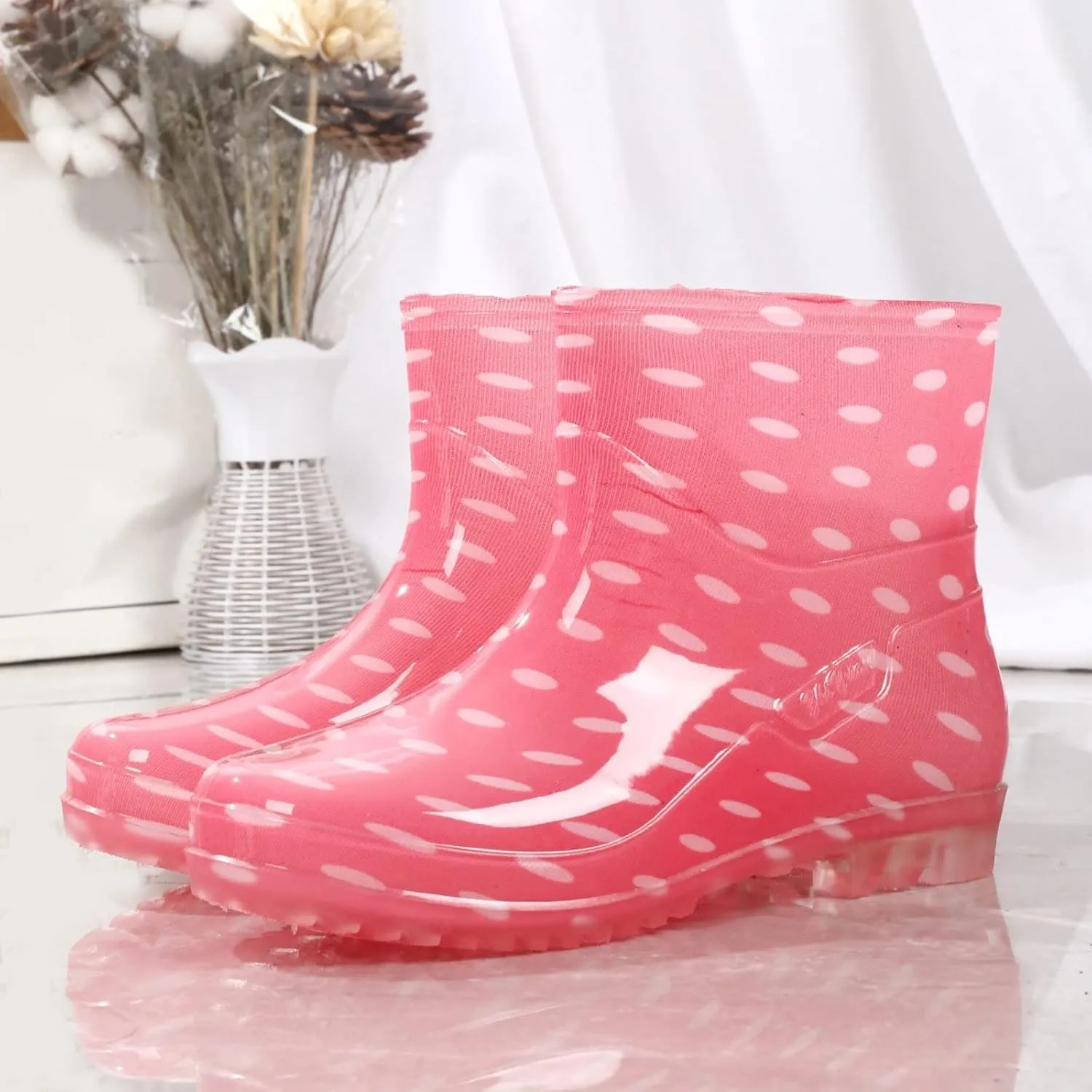 Women's Rain Boots - Waterproof, Mid Calf, Lightweight, Cute Booties - One Size (US 8)