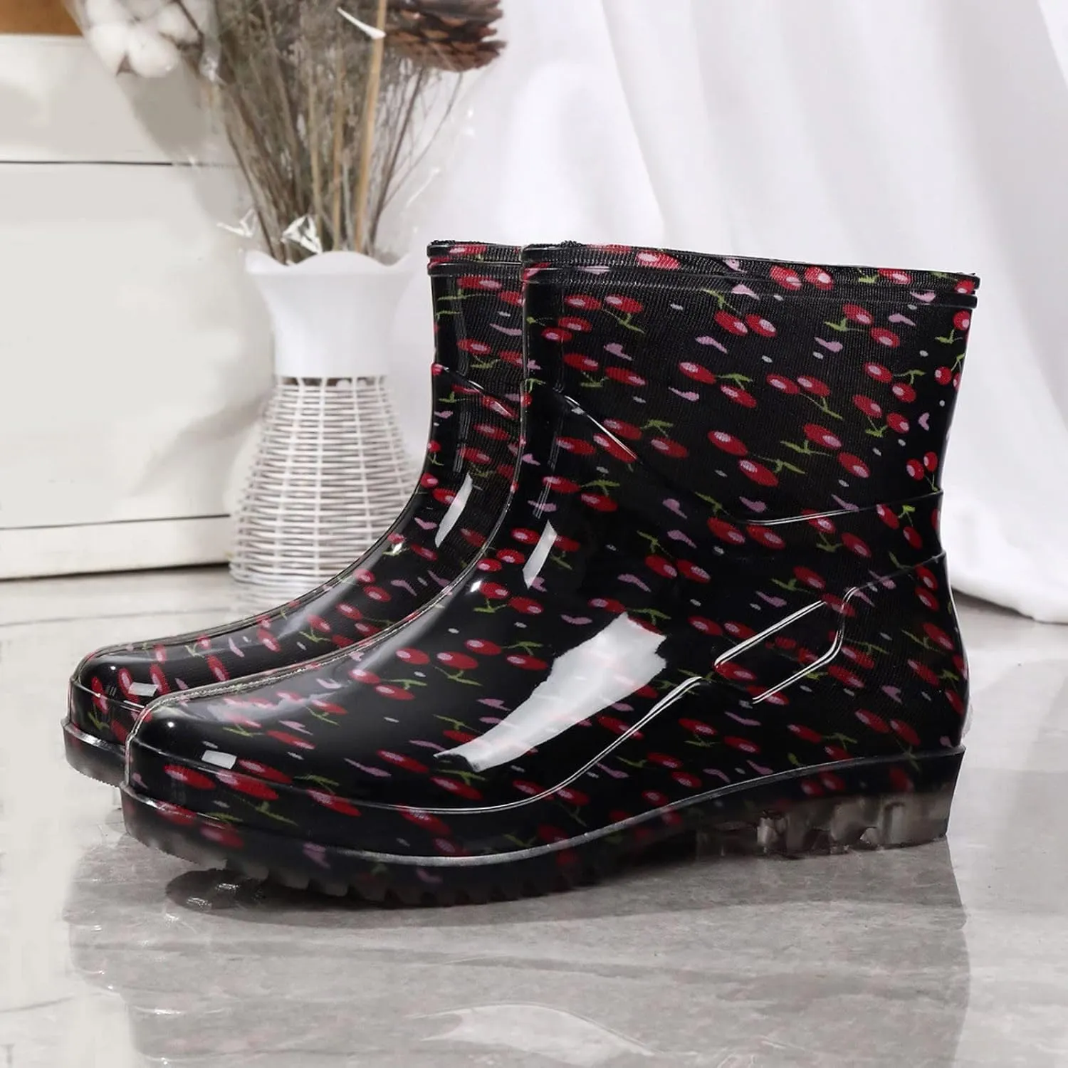 Women's Rain Boots - Waterproof, Mid Calf, Lightweight, Cute Booties - One Size (US 8)