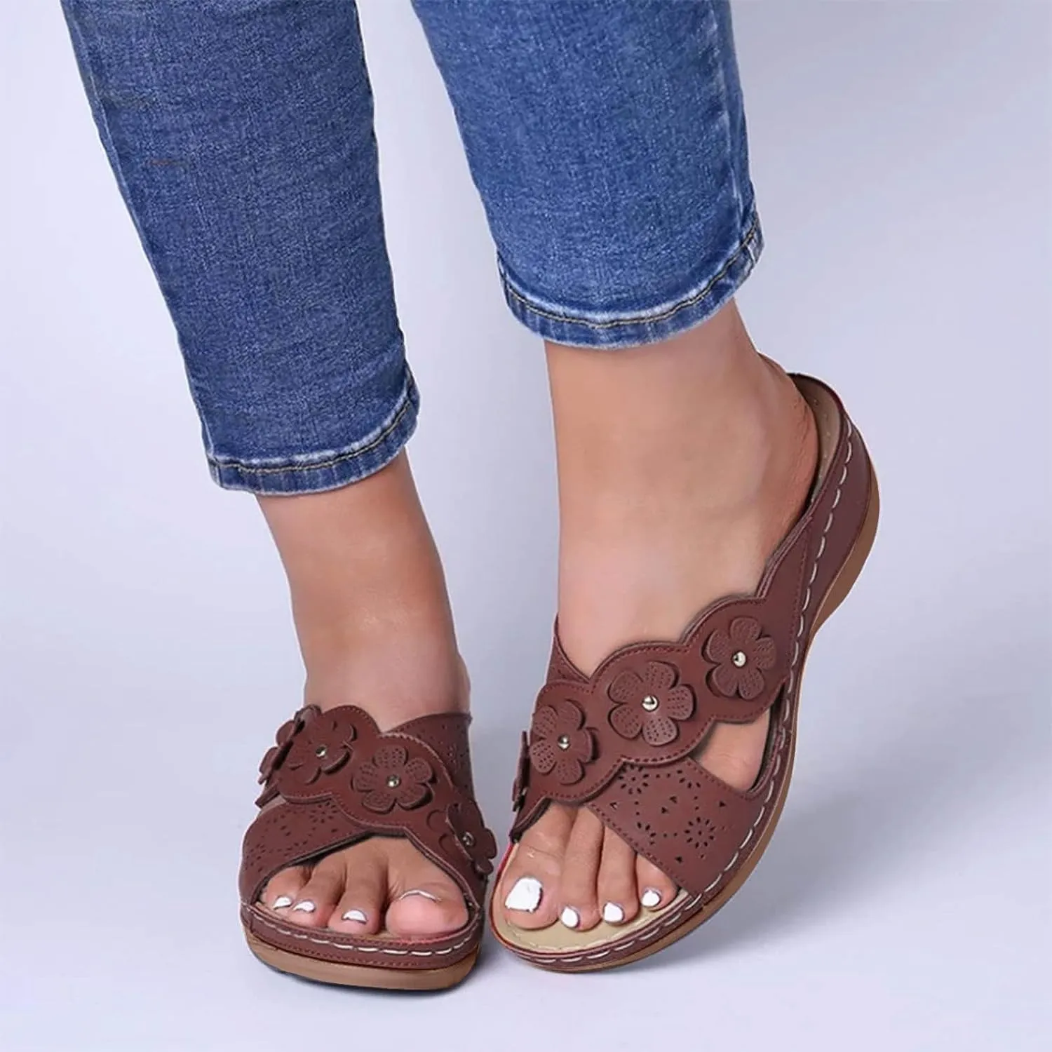 Women's Sandals Wedges Shoes for Women Sandals with Arch Support Comfortable Sandals Womens Slippers Size 12 Wide Width