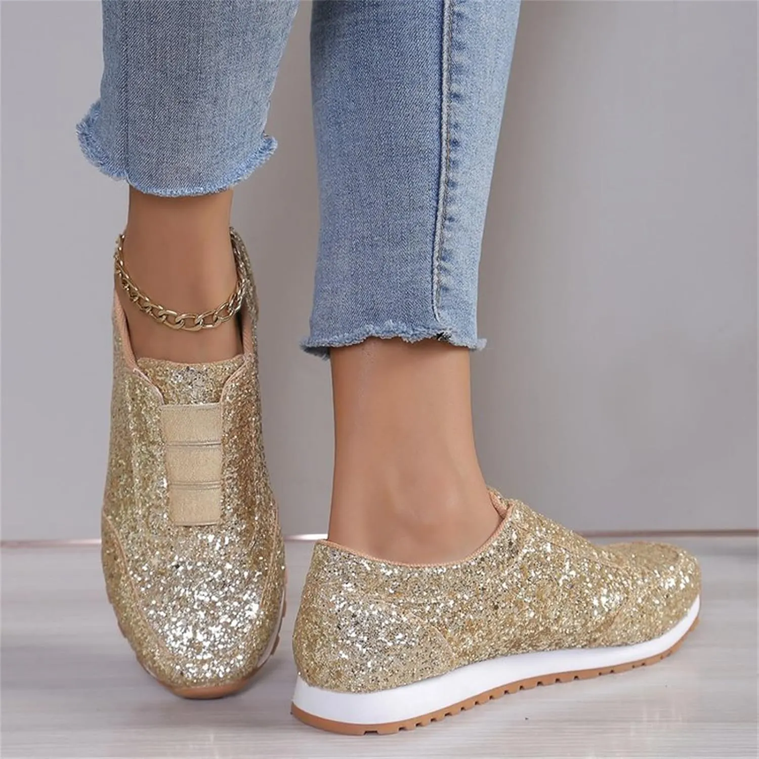 Womens Shoes Casual Platform Sneakers for Women Womens Loafers Indoor and Outdoor Soft Sole Fashion Christmas Shoes for Women Wide Comfortable & Lightweight
