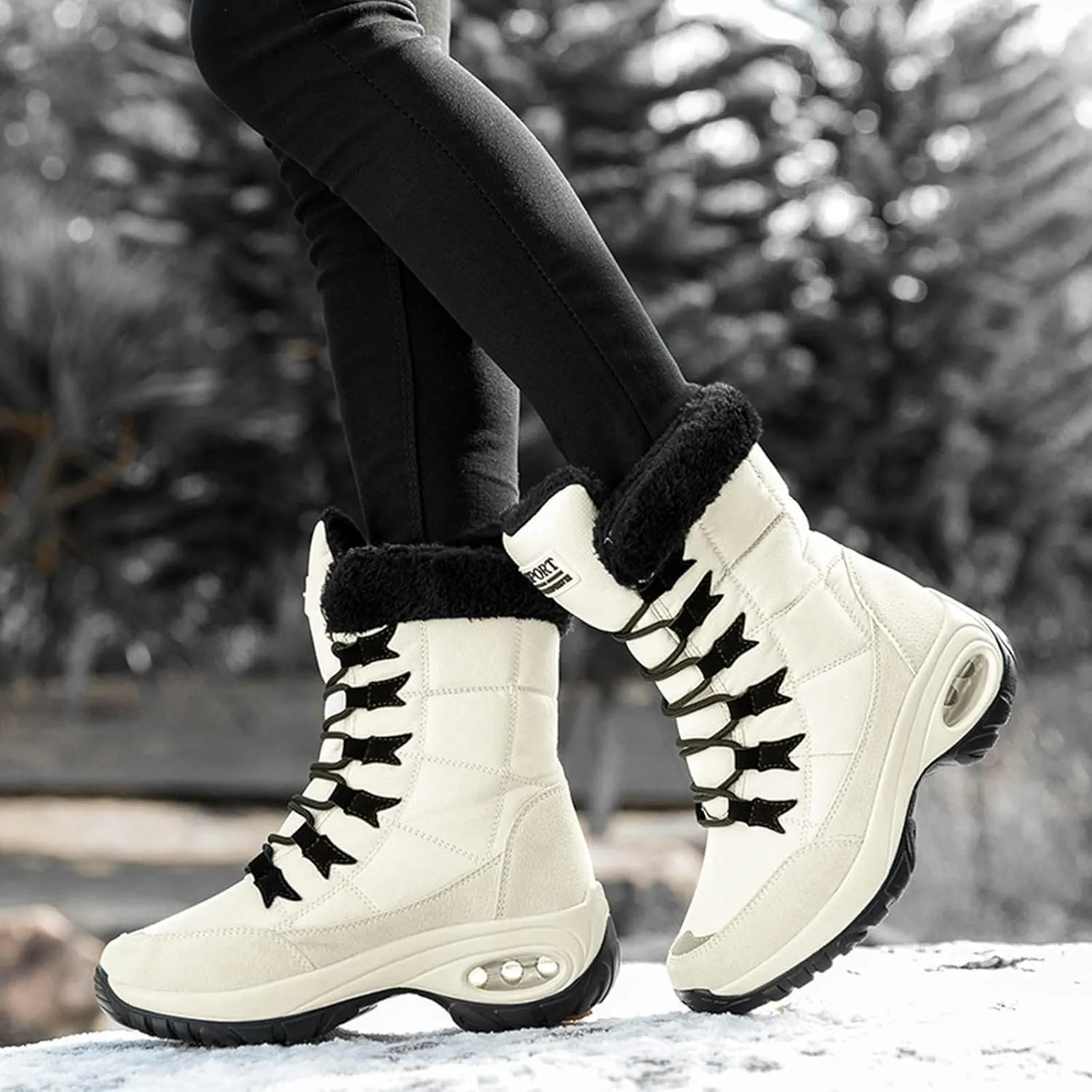 Womens Slip on Snow Boots Waterproof 9.5 Wide Women Snow Spike Boot Ice Waterproof Winter Boots Women Fur Womens Short Duck Boots Waterproof Insulated Waterproof Womens Boots Ankle