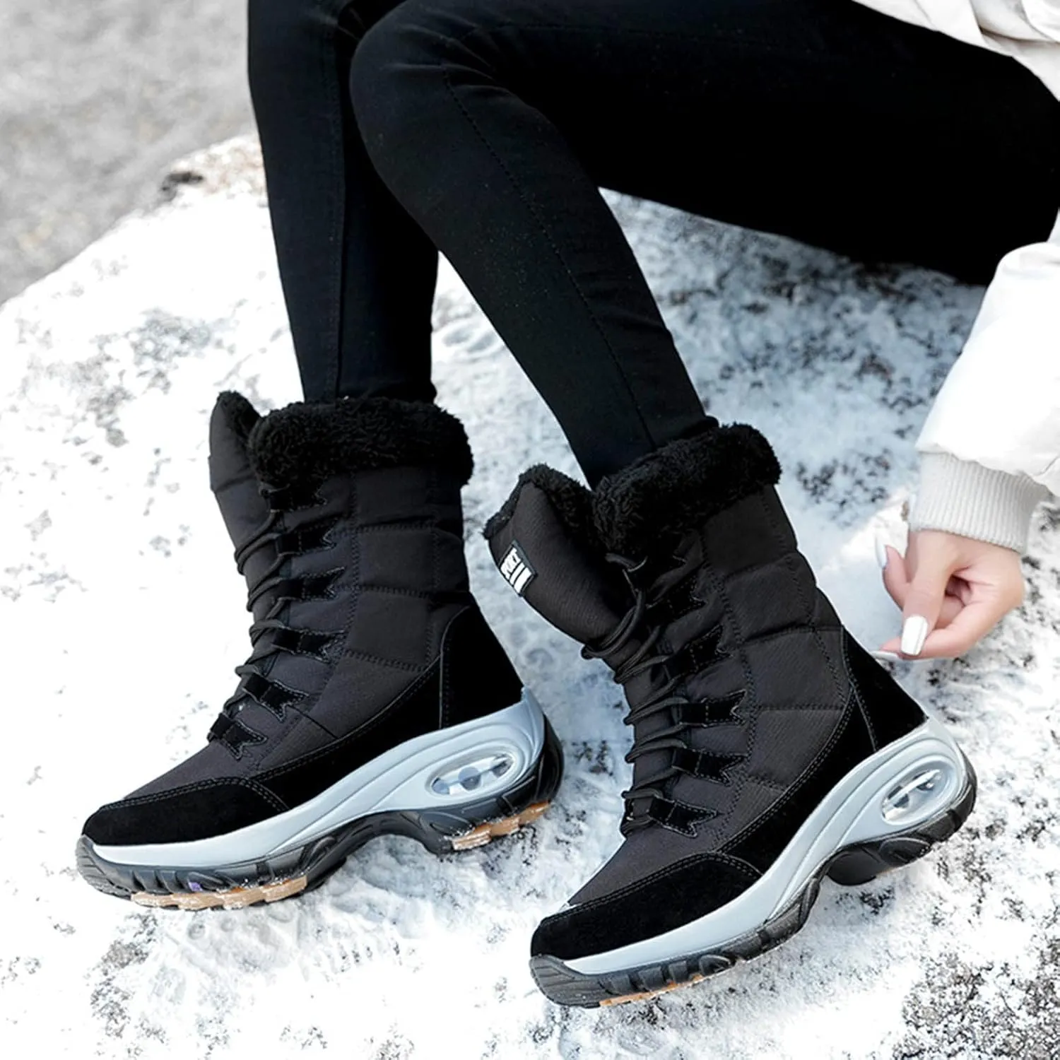 Womens Slip on Snow Boots Waterproof 9.5 Wide Women Snow Spike Boot Ice Waterproof Winter Boots Women Fur Womens Short Duck Boots Waterproof Insulated Waterproof Womens Boots Ankle